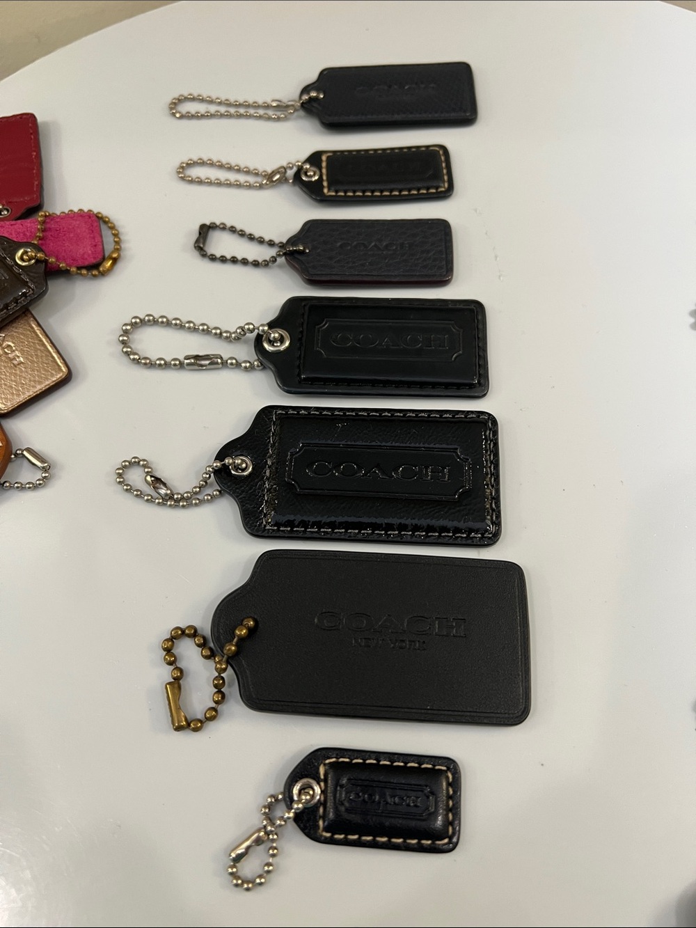 Coach Black Leather Tag Key Holder with Silver Ball Chain - Picture 5 of 5